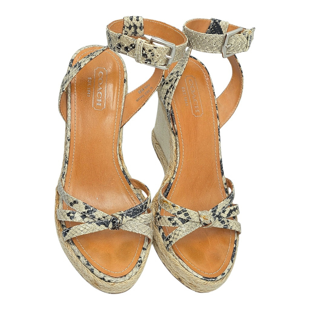 Resort Chic Coach Helen Wedge Sandals Women 8B Snakeskin Espadrille - Picture 4 of 12